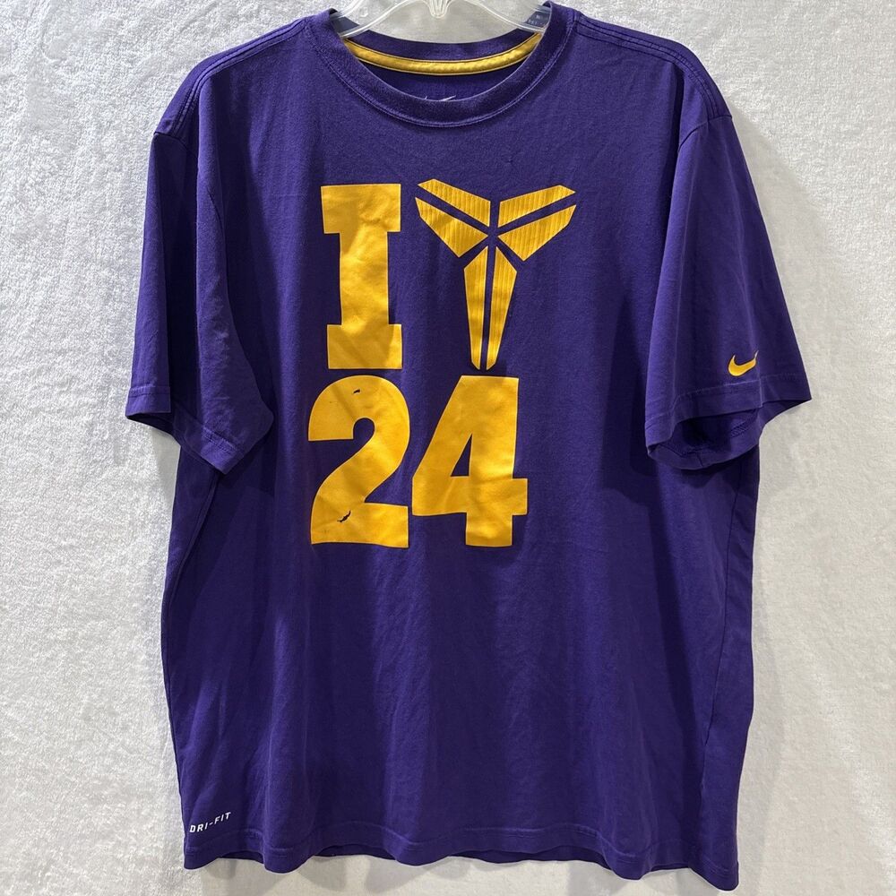 NIKE Kobe Bryant I SHEATH 24 DRI-FIT T-SHIRT Purple Logo Basketball Lakers Flaw